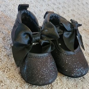 Party crib shoes - glitter black